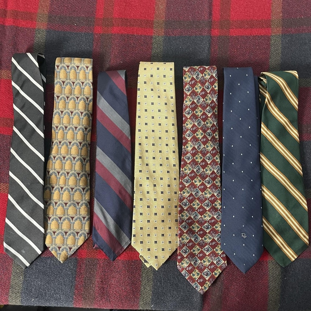 Designer Tie Lot Christian Dior Brooks Brothers Mens One Size Multicolor Silk